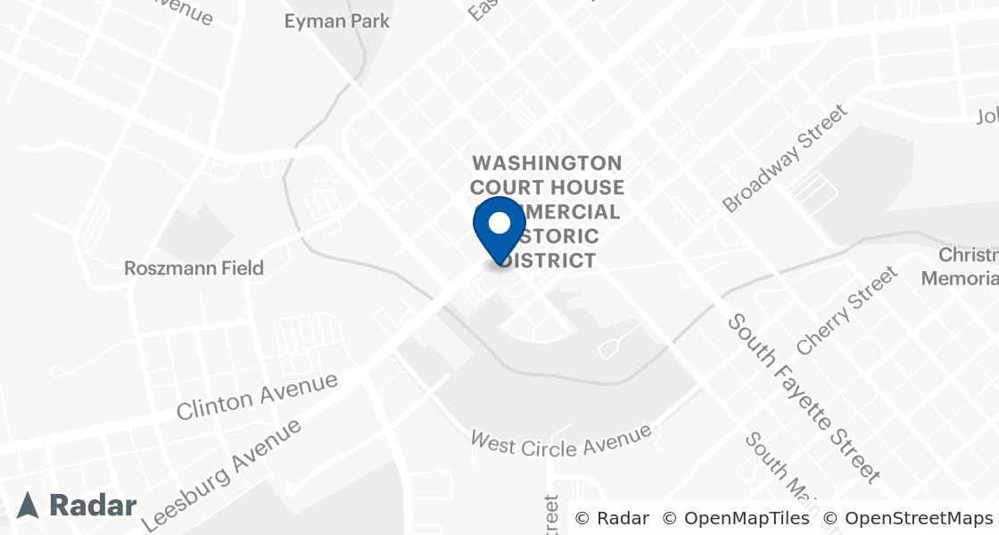 Map of Dairy Queen Location:: 205 W Court St, Washington Court House, OH, 43160-1342